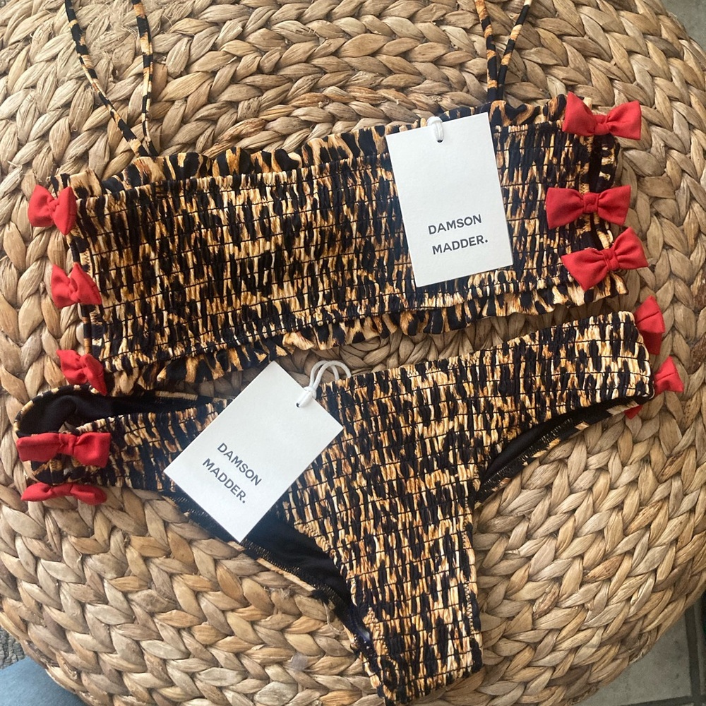 Damson Madder Leo Bikini with Red Bow Details NWT - Picture 3 of 4